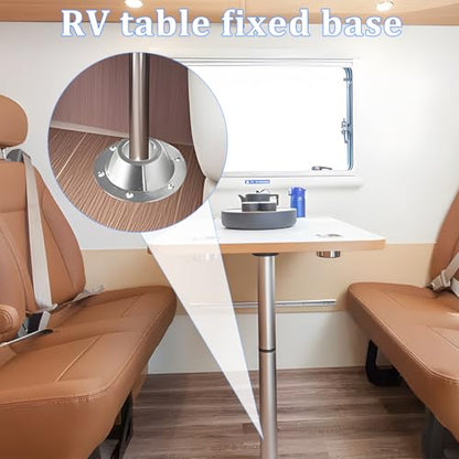 Zpana 2PCS RV Table Base Mount, Aluminum Camper Round Pedestal Floor Mounting Base Plate with 6 Installing Holes, Motorhome Flush Mount Table Leg Flange Bracket, Fits Camper Trailer RV (Silver) - color: Silver