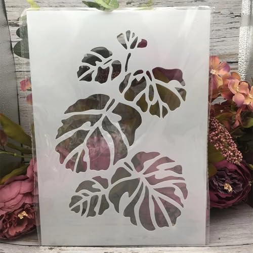 TIAMECH A4 Reusable Tropical Leaf Stencil for Painting - style: Tropical Leaf