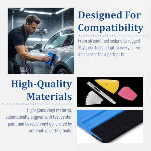 18PCS Car Window Tint Kits, Automotive Glass Protective Film Tinting Tool with Squeegee Cutting Knife, Vehicle Window Vinyl Wrapping Installation Tint Set, Universal Fit - size: 18PCS