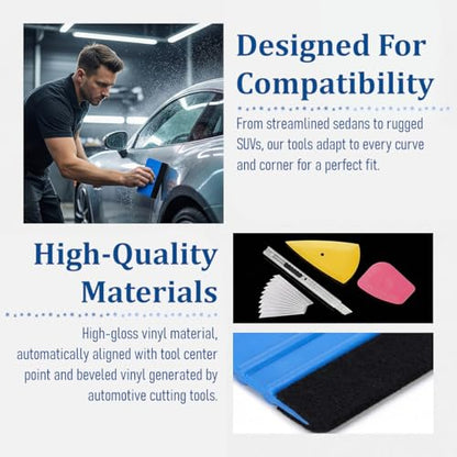 8PCS Car Window Tint Kits, Automotive Glass Protective Film Tinting Tool with Squeegee Cutting Knife, Vehicle Window Vinyl Wrapping Installation Tint Set, Universal Fit - size: 8PCS