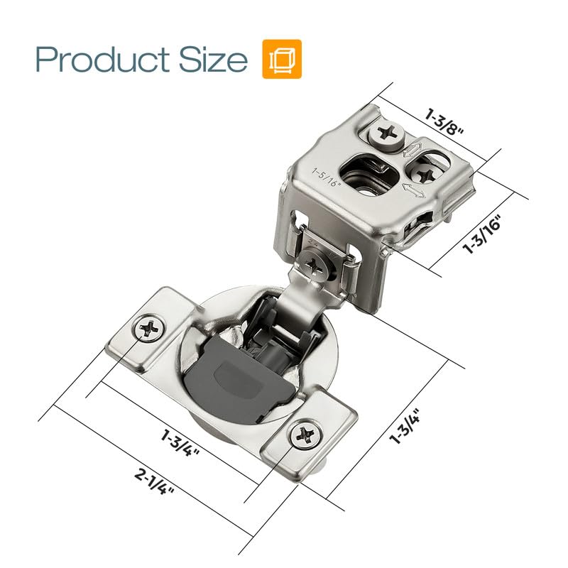HOME EDIT 5 Pair 1-5/16 Inch Overlay Soft Close Cabinet Hinges Door Hinges - size: 1-5/16 inch Overlay
