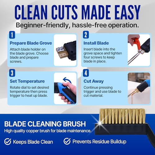 300W Electric Hot Knife Foam Cutter – Heavy-Duty Air-Cooled Styrofoam Cutting Tool Kit with Blades & Accessories for EPS, XPS, PU, KT Board & Sponge | DIY & Crafts