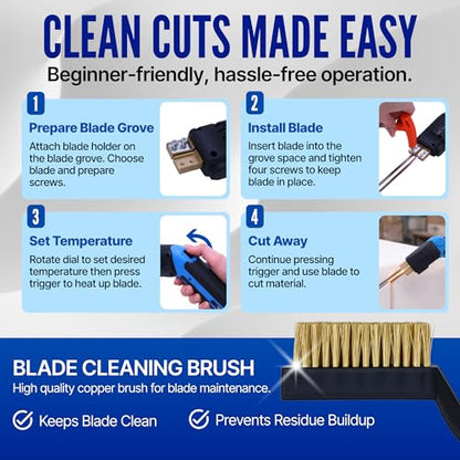300W Electric Hot Knife Foam Cutter – Heavy-Duty Air-Cooled Styrofoam Cutting Tool Kit with Blades & Accessories for EPS, XPS, PU, KT Board & Sponge | DIY & Crafts