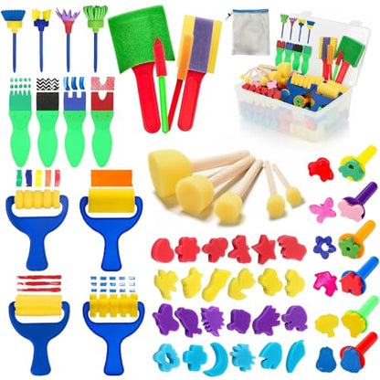 53-Pack Sponge Paint Brushes, Washable Painting Brushes - style: 53 Pcs