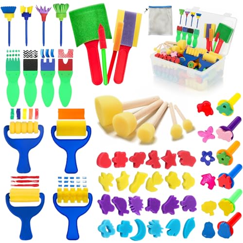 53-Pack Sponge Paint Brushes, Washable Painting Brushes - style: 53 Pcs