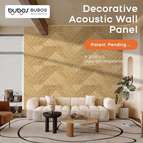 BUBOS 6-Pack Acoustic Panels, Wood Grain Sound Absorbing Panels, 23.6x23.6 - color: Light Diamond Weave, size: 72 * 48 Inches