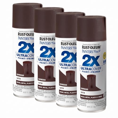 Rust-Oleum 334066 Painter's Touch 2X Ultra Cover Spray Paint, 12 oz, Satin Espresso (Pack of 4) - color: Satin Espresso, size: 12 Ounce (Pack of 4)