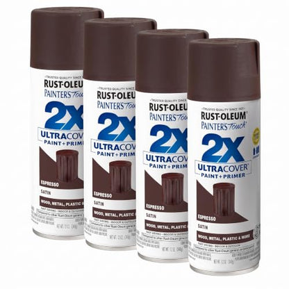 Rust-Oleum 334066 Painter's Touch 2X Ultra Cover Spray Paint, 12 oz, Satin Espresso (Pack of 4) - color: Satin Espresso, size: 12 Ounce (Pack of 4)