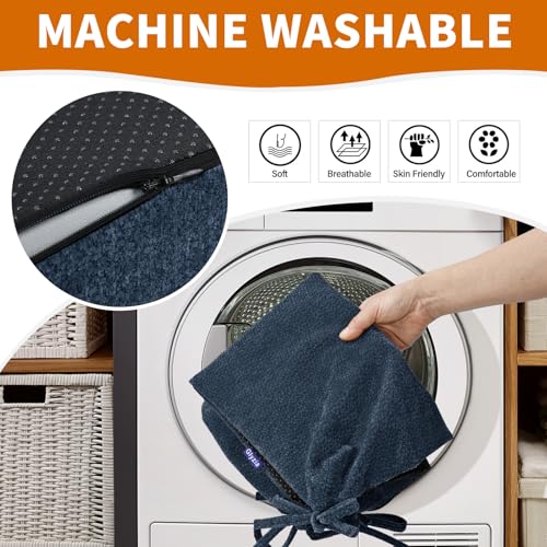 5 PCS Glider Rocker Replacement Cushions with Storage Side Pocket, Luxuriy Chenille Fabric Foam & Microfiber Filling, Thickened & Supportive Rocking Chair Cushion Set, Dark Blue - color: Dark Blue