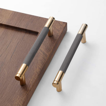 24 Pack 5 Inch 128 mm Bar Cabinet Pulls Gold and Grey Knurled Handles for Brushed Gold Drawer Pulls Cupboard Aluminum Handles - color: Gold and Grey, size: 5 Inch