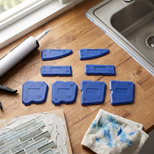 Caulking Tool Set, Silicone 8pcs Caulk Tool Kit for Home Repair and DIY with Glass Scraper and Cement Spatula