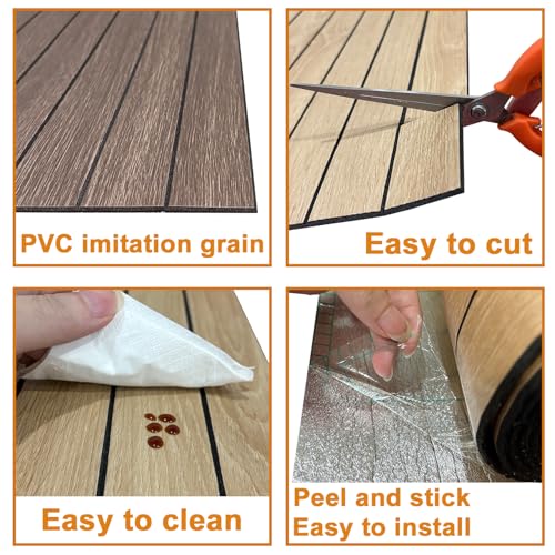 Yutianli PVC Slat Wall Panel Peel and Stick 118"x 15.7" Faux Wood Slat Panel Artificial Smoked Wood Grain Self-Adhesive Soundproof 3D Wall Panel for Walls and Ceilings - color: Smoked, size: 118"x15.7"