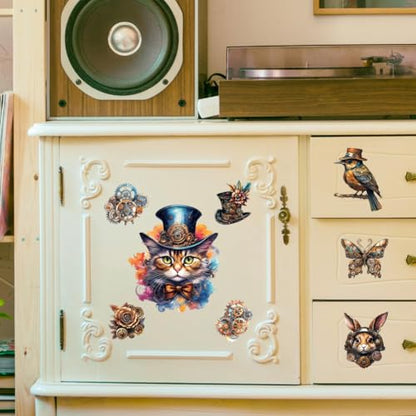 Peacoblue Steampunk Animals Rub On Transfers for Furniture Craft 6"x12" - style: Steampunk and Animals