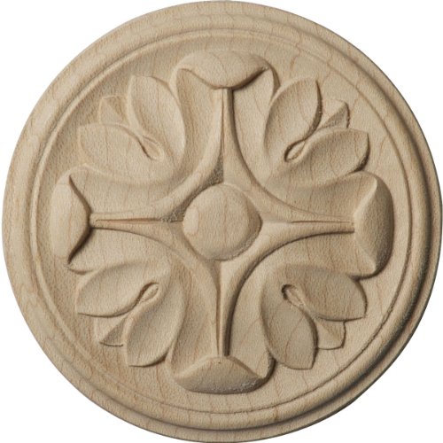 Ekena Millwork ROS02X02RAMA Raymond Round Rosette, 2 3/4" W x 2 3/4" H x 1/4" P, Maple - color: Maple, size: 2.75-in. W
