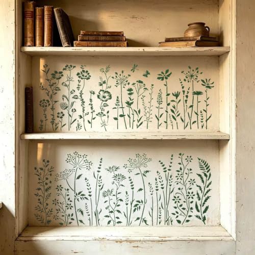 Flower Stencils for Painting Reusable Wildflower Stencil Wall Furniture DIY - size: US Letter Size (8.5" × 11")