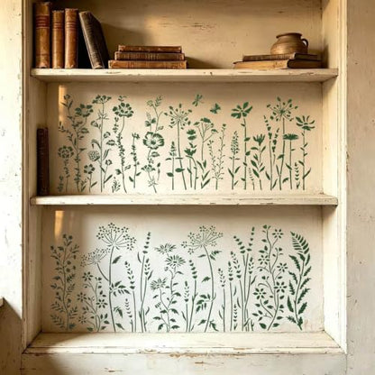 Flower Stencils for Painting Reusable Wildflower Stencil Wall Furniture DIY - size: US Letter Size (8.5" × 11")