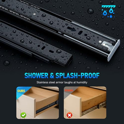 16 Inch Full Extension Drawer Slides, Heavy Duty Side Mount, 6 Pairs, Black - size: 16 Inch
