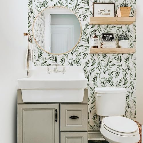 Livebor Leaf Wallpaper Peel and Stick Green Contact Paper17.7” x 590.5” - color: B-Green, size: 17.7" x 590.5"