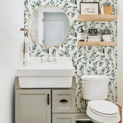 Livebor Leaf Wallpaper Peel and Stick Green Contact Paper17.7” x 590.5” - color: B-Green, size: 17.7" x 590.5"