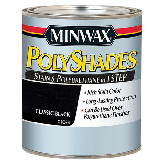 2-Pack of 1/2 pt Minwax 21495 Classic Black PolyShades Wood Stain and Polyurethane, Gloss