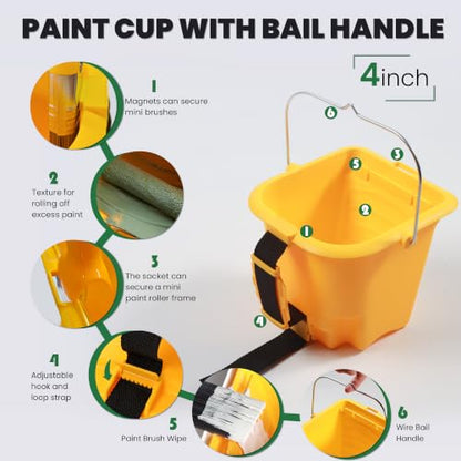 Voomey 20 Pack Hand Held Paint Bucket and 4 Inch Roller Kit - size: 20 Pcs Hand Held Paint Bucket Kit