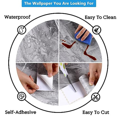 CRE8TIVE Matte Silver Grey Marble Contact Paper Peel and Stick Countertops Waterproof Slate Marble Wallpaper Removable Self Adhesive Marble Wall Paper for Bathroom Kitchen Counter Top Covers 12"x80" - color: Matte Silver Grey, size: 12" x 80"
