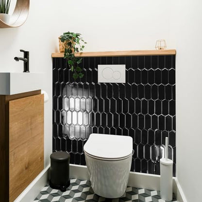 Art3d Hexagon Tile Peel and Stick Backsplash, 10-Pack, 12 x 12 Inch, Black - color: Black, size: 12 x 12 Inch