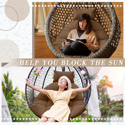 Tudomro Brown Waterproof Egg Chair Cushion with Pillow Filling 2.58 kg Replacement Rocking Wicker Chair Cushion 48" x 32" High Back Hanging Swing Hammock Pad Thicken for Outdoor Patio Garden - color: Brown