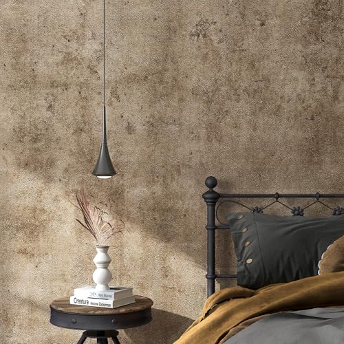 FunStick Brown Concrete Wallpaper Peel and Stick Textured Grunge Metallic Accent Wall Paper for Bedroom Bathroom Self Adhesive Removable Concrete Contact Paper for Walls Countertops Waterproof 15.8x80 - size: 78.8" x 15.8"