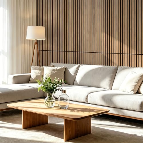Art3d 47 x 23.6 Inch Acoustic Wood Slat Wall Panel, 4-Pack, Deep Walnut - color: Deep Walnut, size: 23.6" x 47"