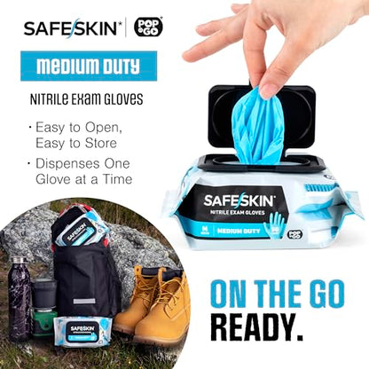 SAFESKIN Disposable Nitrile Gloves in POP-N-GO Pack (50 or 200 Count) Medium Duty, Powder-Free -Cleaning, Gardening, Crafts - size: Large (Pack of 50)