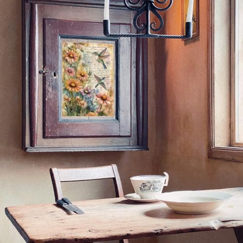 OLYCRAFT 3pcs/Set Vintage Hummingbird Rub on Transfers for Furniture and Crafts 12x6 Inch Hummingbird Collage Furniture Transfer Sticker Decals Transfer Stickers Rub on Decals for Wood Glass - style: Hummingbird
