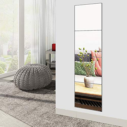 Glass Full Length Wall Mirror Tiles, 12" x 12" x 4PCS Home Gym Mirror - size: 12"x12"-4pcs