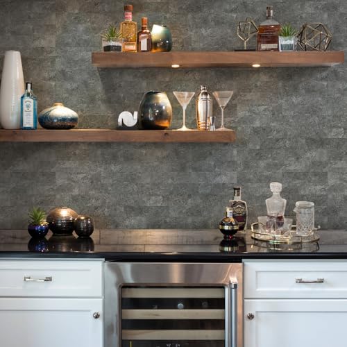 Vamos Tile Peel & Stick Backsplash on Subway Tile,40-Pack 3''x12'',Textured - color: Light Black Slate