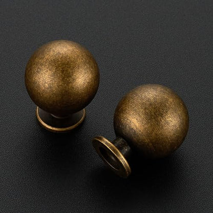 Antique Brass Cabinet Knobs 12 Pack Round Ball Drawers Knobs, 1" Diameter - color: Antique Brass