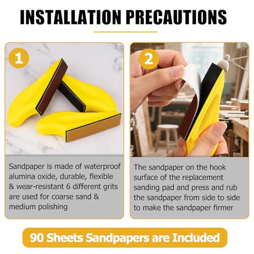Mini Micro Gator Detail Sander 3 Pack with 90 Sheets 60 80 120 180 240 320 400 600 800 Grit Sandpaper Finger Sander for DIY Crafts Wood Finishing Tight Narrow Polishing