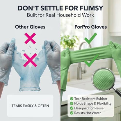 ForPro Premium Natural Rubber Gloves, 6-Pair, Large, Lime Zest - color: Lime Zest, size: Large