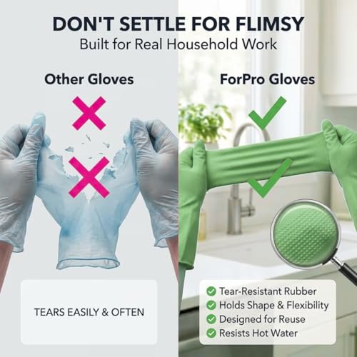 ForPro Premium Natural Rubber Gloves, 6-Pair, Medium, Lime Zest - color: Lime Zest, size: Medium