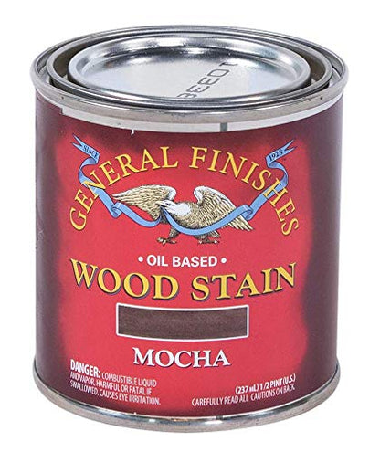 General Finishes Oil Based Penetrating Wood Stain, 1/2 Pint, Mocha - color: Mocha, size: 1 Half-Pint