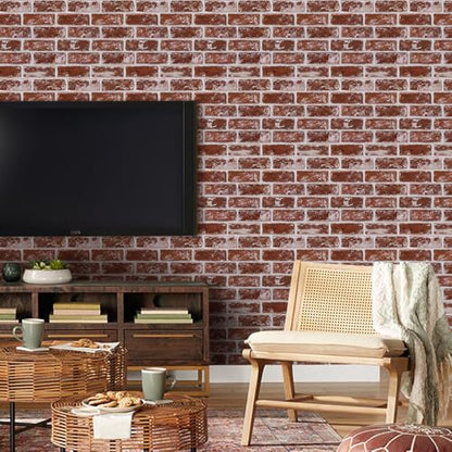 3D Peel and Stick Faux Brick Wall Panels 11.8" x 11.8" 10-Pack - color: Brick-SM-Q
