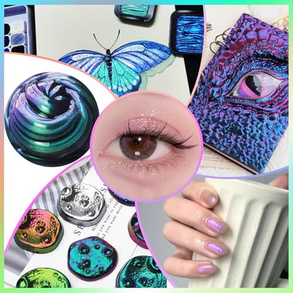 Matio Chameleon Mica Powder 10 * 5g White Chrome Powder Pearlescent Effect - color: 10 Colors White