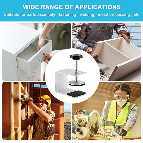 Cabinet Drawer Installation Clamps, 2PCS C Clamps Drawer Fixing Clip with Silicone Protect Pad, Woodworking Cabinet Hardware Jig for Door Front Knobs, Pulls Handles Install(2pcs)