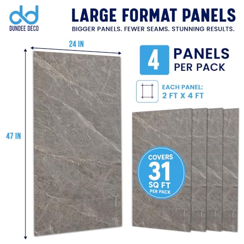 Dundee Deco Faux Stone Wall Panels, Dark Grey, 2x4 ft, 4 Pack - color: Dark Gray, size: 31 sq ft; 24" x 47", Pack of 4