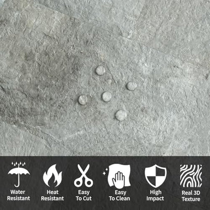 AULIGET 20-Piece Mountain Rock Peel and Stick Backsplash Wall Tiles, 6" x 12" PVC Faux Stone Stick on Tiles for Backsplash Kitchen, Bathroom, Laundry Room, Camper, Fireplace - color: Mountain Rock, size: 20 Sheets, 6"x12"x0.12"