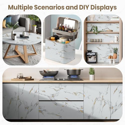 Marble Contact Paper Gold Extra Wide Peel and Stick for Kitchen Countertop - color: Gold/White, size: 23.6" x 118"