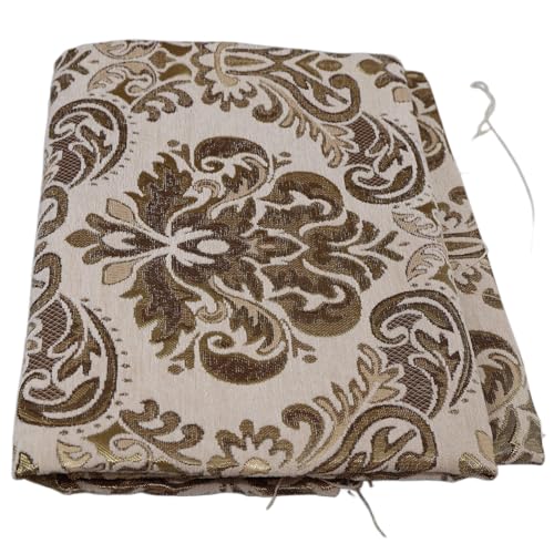 TinaKim Heavy Duty European Chenille Jacquard Fabric 57" Wide - Extra Thick Upholstery Material for Pillows, Cushions, Chair Covers & Tablecloths Indoor Décor (Beige, Sold by Yard) - color: Beige, size: Cut by the yard