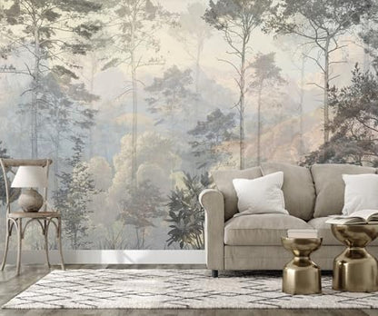 Jdayda Hazy Forest Wall Mural, Abstract Nature Landscape - color: MURAL-308, size: 86" x 57"