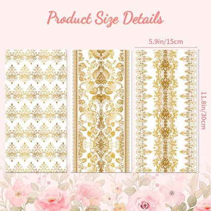 Peacoblue Exquisite Gold Lace Rub On Transfers for Furniture Craft 6"x12" - style: Exquisite Gold Lace
