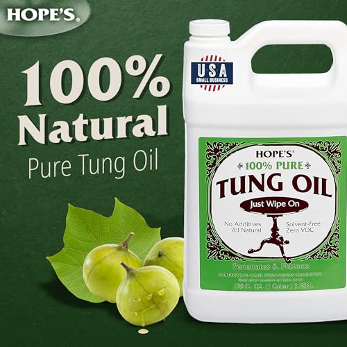 Hope's 100% Pure Tung Oil, Natural Food Safe Wood Finish & Sealer 128 Fl Oz