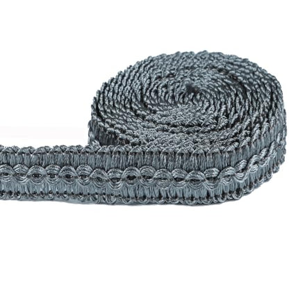 BEL AVENIR Gimp Braid Trim Cord 1.6 cm/0.63 inch Wide, 10 Yard Fabric Trim - color: Dark Gray